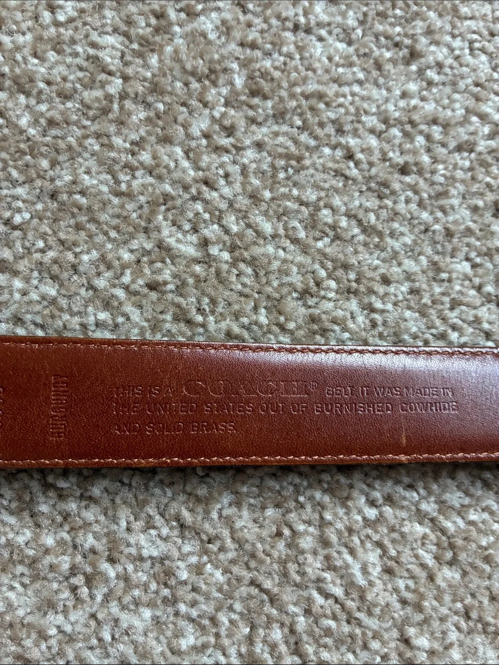 Men's COACH Brown Leather Belt with Brass Buckle